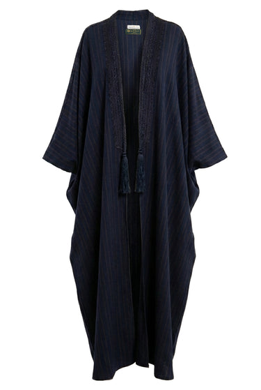 Wool Navy & Brown Lines Abaya