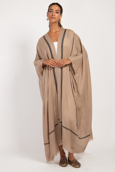 Foulard Wool Beige & Black Abaya
