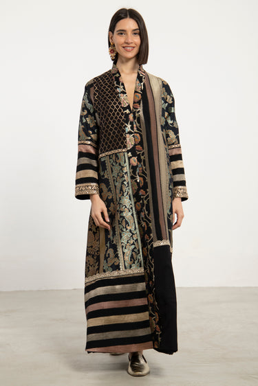 Fayrouz Silk Brocade Hand Painted Dress