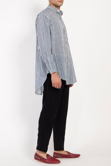 Mounir Cotton Blue Stripes Shirt
