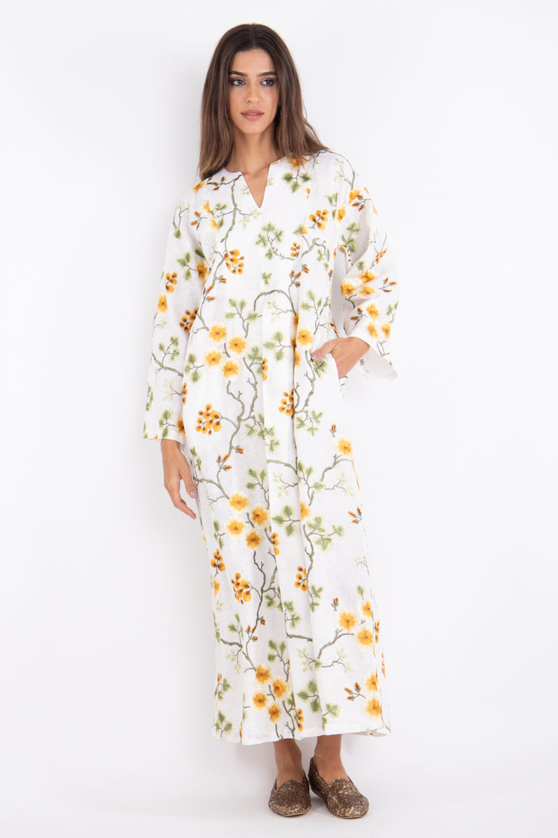 Shirine Linen Embroidered Dress