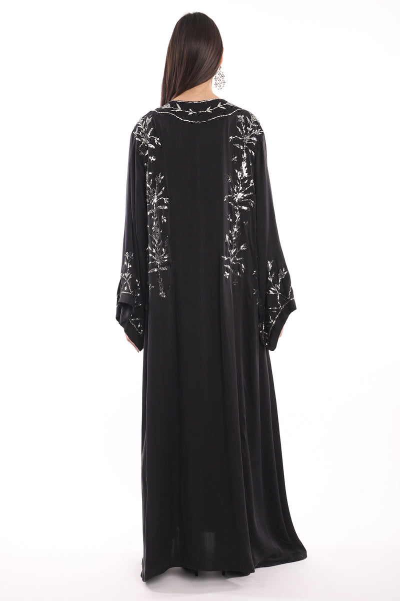 Malak Silk Tareq Black Silver Dress