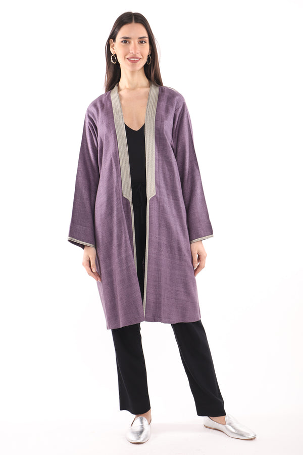Short Silk Purple Abaya