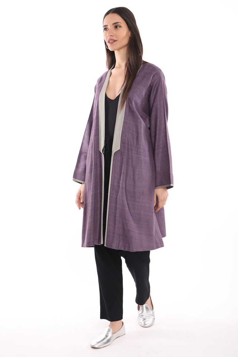 Short Silk Purple Abaya