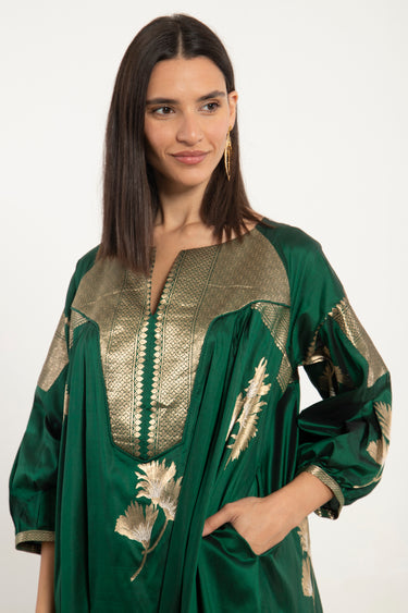 One-Of-a-Kind Rania Silk Emerald Dress