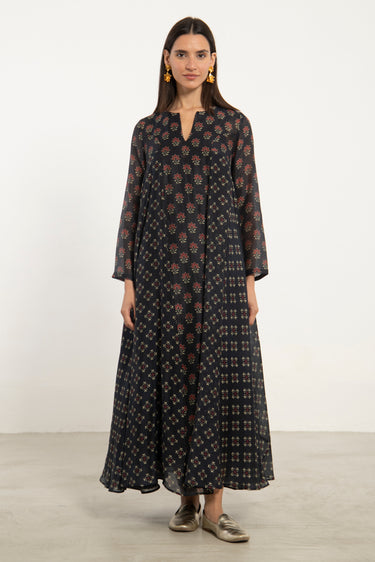 Layali Cotton Silk Black Dress