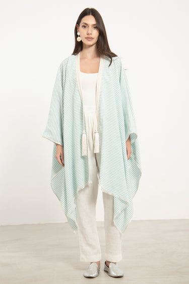 Linen Light Blue Poncho