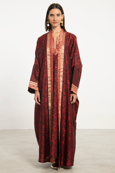 Khouloud Cotton Silk Red & Black Set