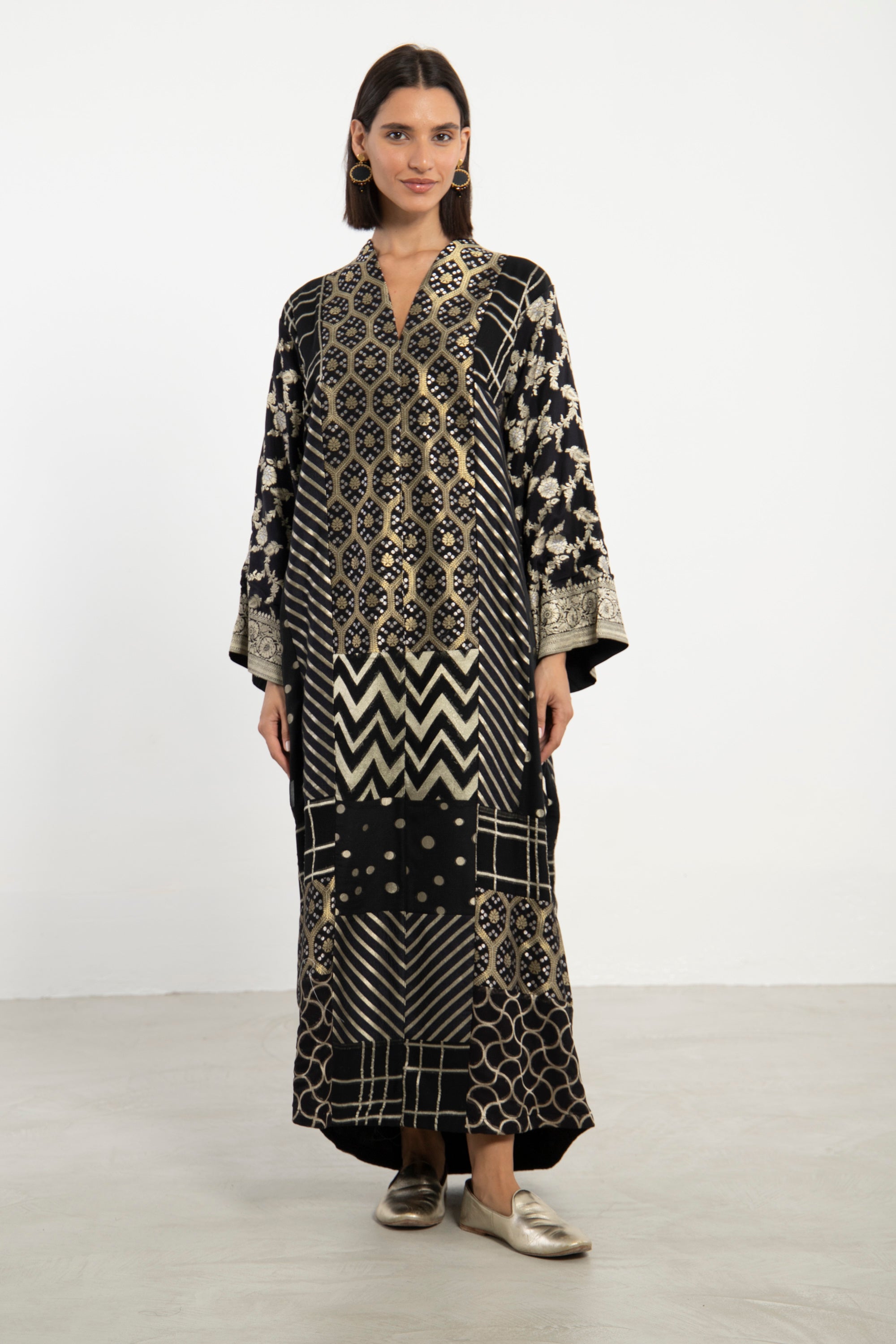 Chouf Silk Brocade Gold & Black Dress Chouf Silk Brocade Gold & Black Dress
