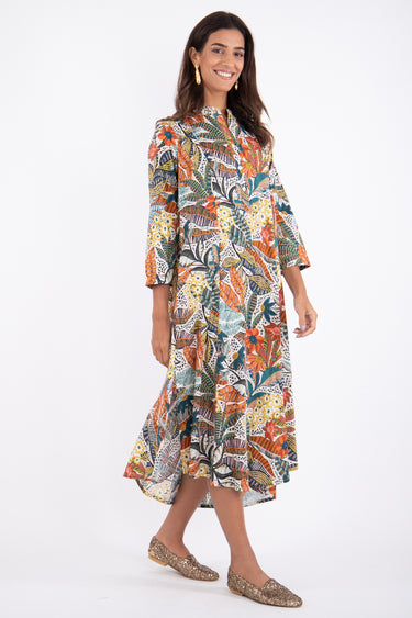 Jbeil Cotton Printed Leaves Dress