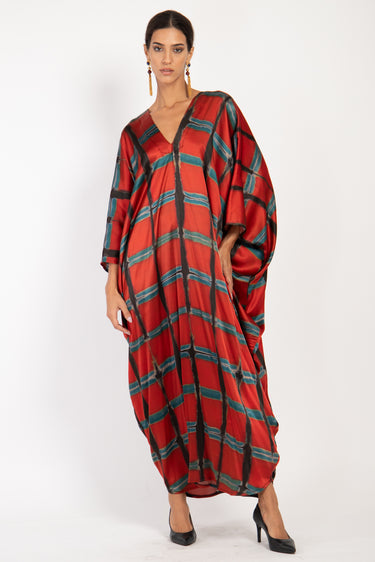 Carthage Silk Red Tie & Dye Red Kaftan
