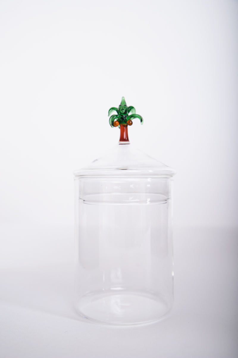 Palm Tree Glass Jar