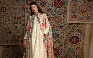 a woman is standing in a background in a studio