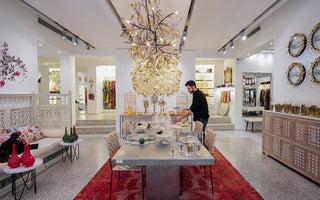 a man is setting a table