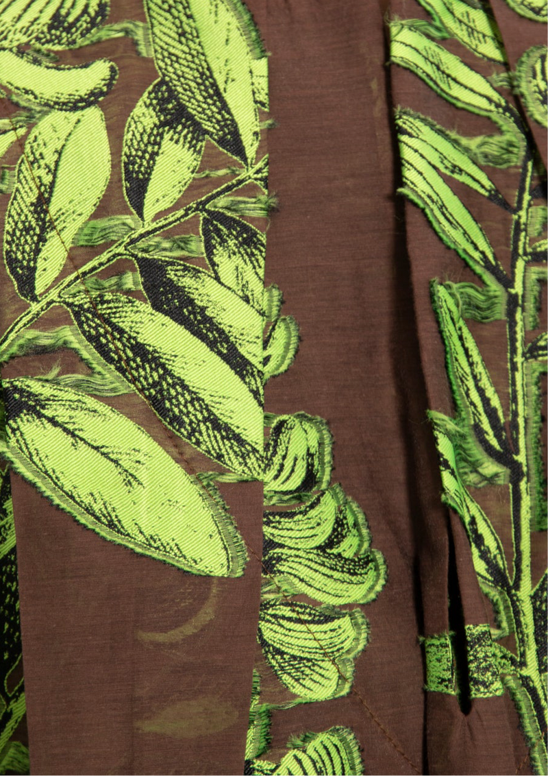 Mira Cotton Silk Leaves Appliqué Dress