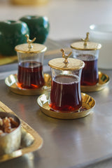 Brass Tea Cups with Tray Set