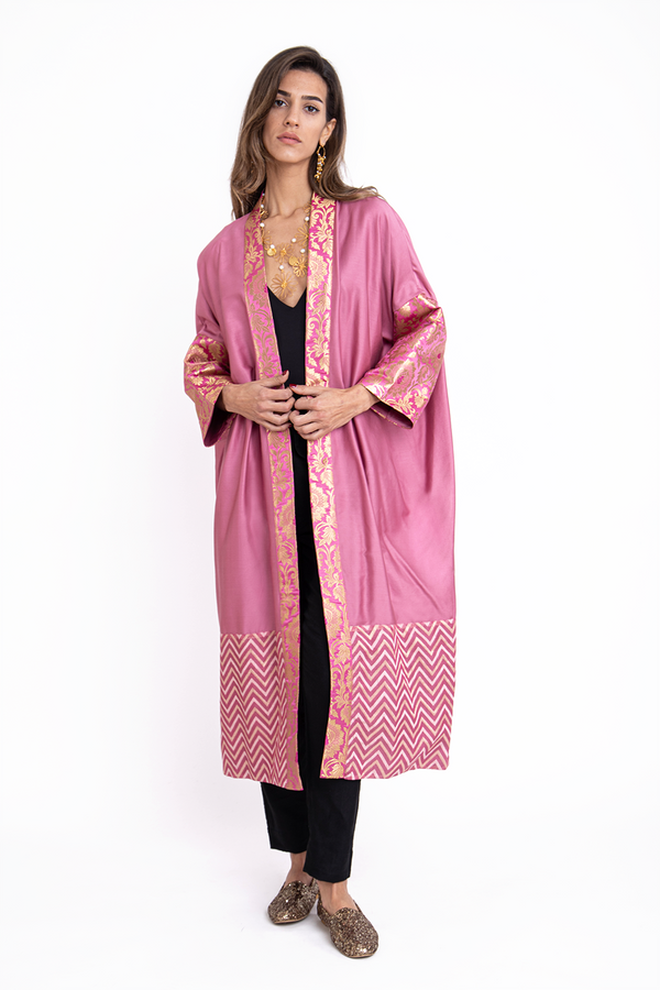Sherif Cotton Satin Pink Abaya