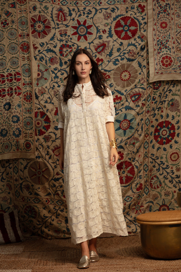 Helen Corded Embroidery on Tulle Dress