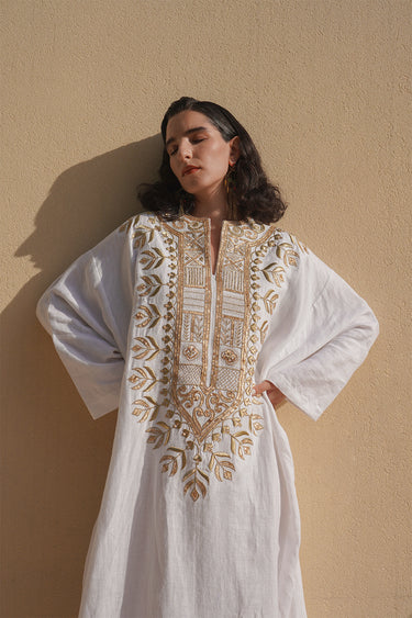 Nayyara Linen Hand Embroidered Dress