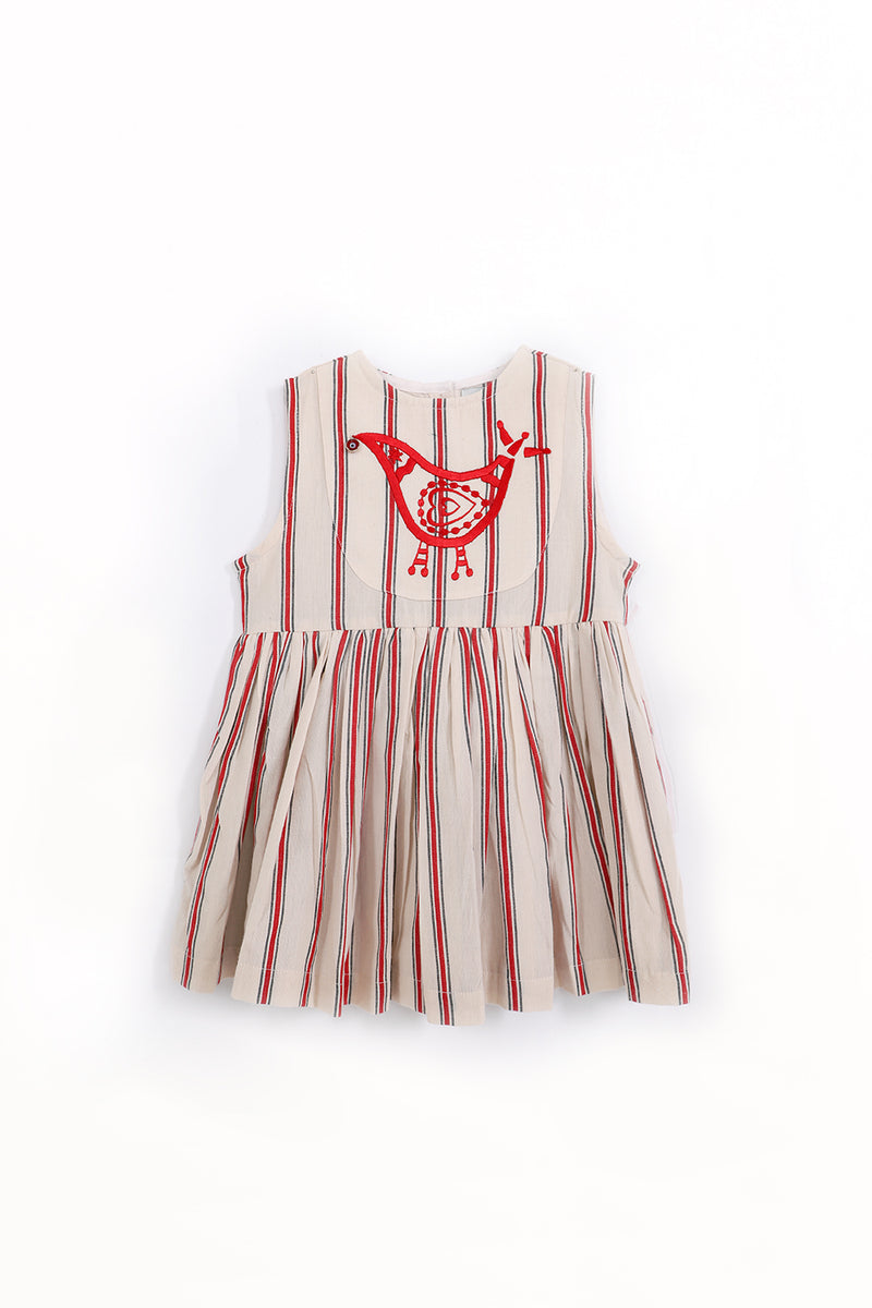 Asfour Cotton Bird Embroidered Dress