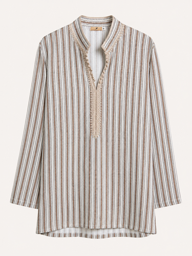 Jawad Linen Beige Striped Shirt