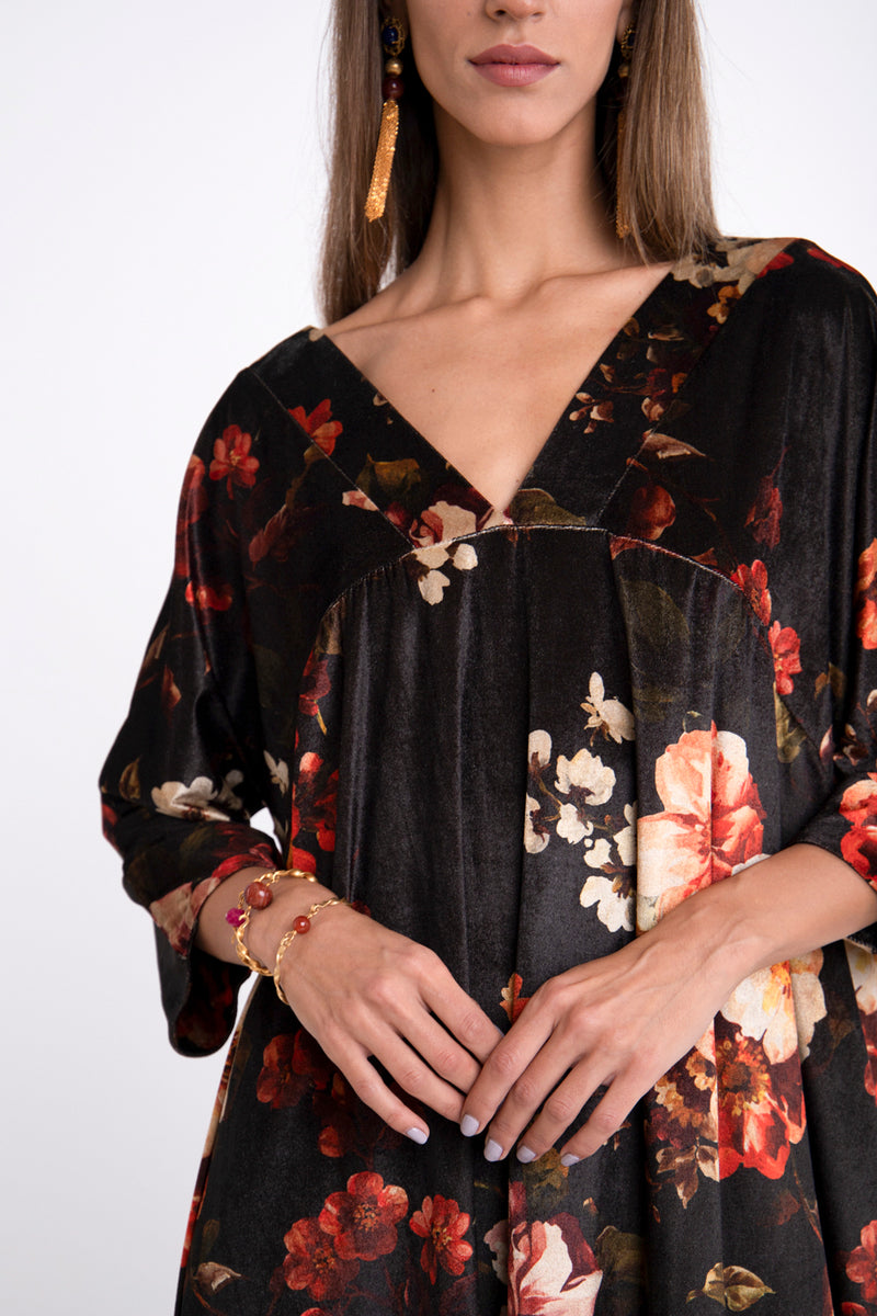 Rahif Velvet Floral Dress