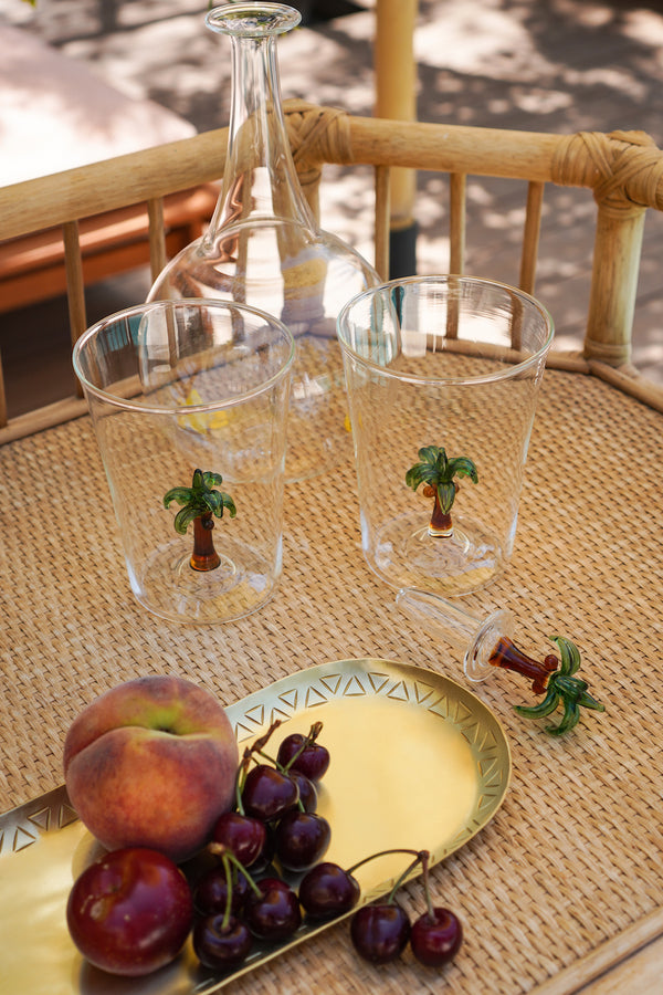 Palm Tree Glass Cup