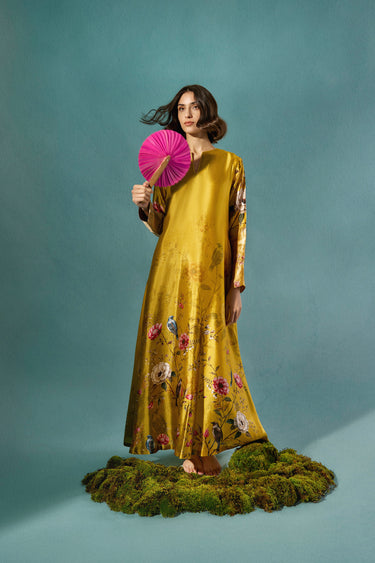 One-Of-a-Kind Ghinwa Silk Yellow Dress