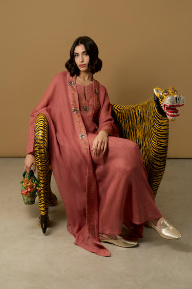 Yafa Linen Embroidered Blush Set