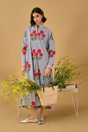 Fardous Cotton Striped Embroidered Jellaba