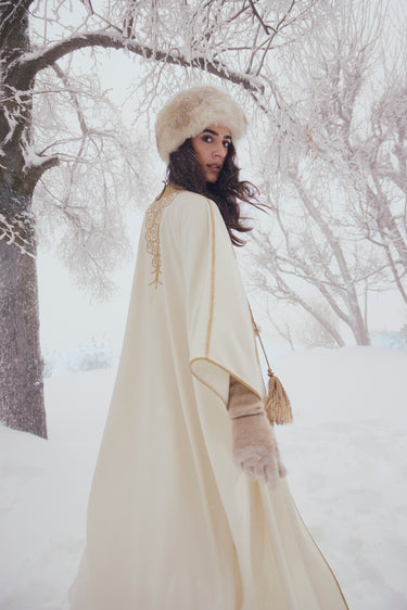 Wool Ivory & Gold Abaya