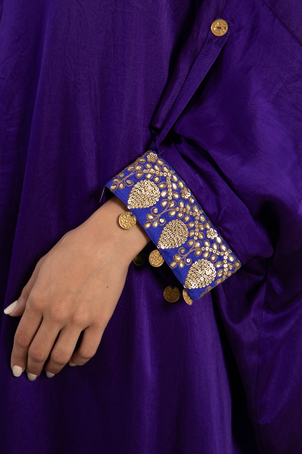 Zinate Two Piece Silk Purple Set