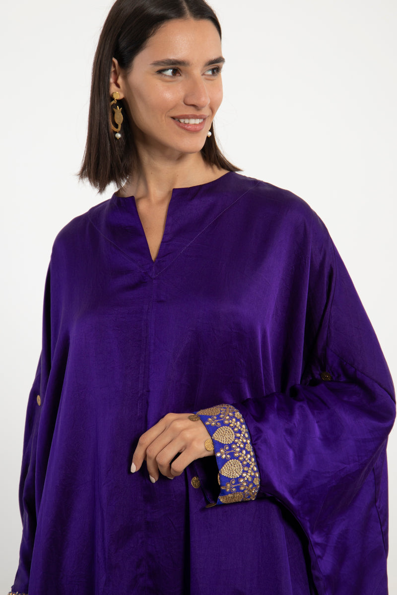 Zinate Two Piece Silk Purple Set