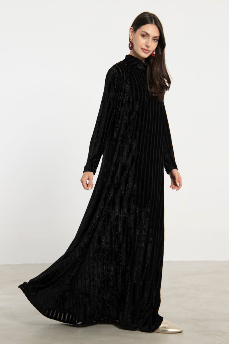 Gigi Velvet Devoré Black Dress