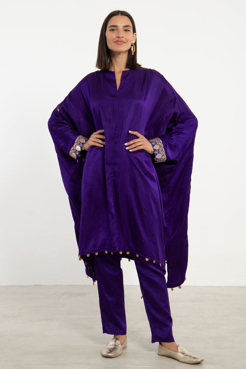 Zinate Two Piece Silk Purple Set