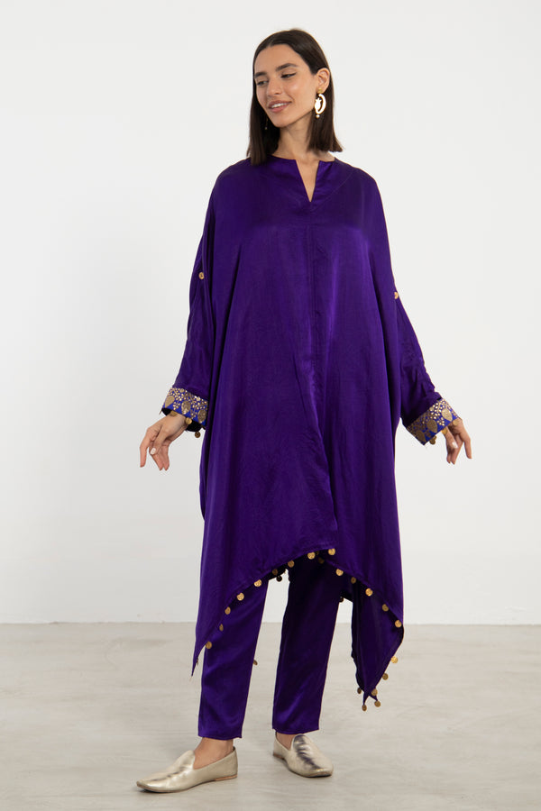 Zinate Two Piece Silk Purple Set