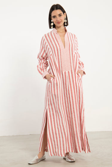 Safiya Linen Striped Jellaba