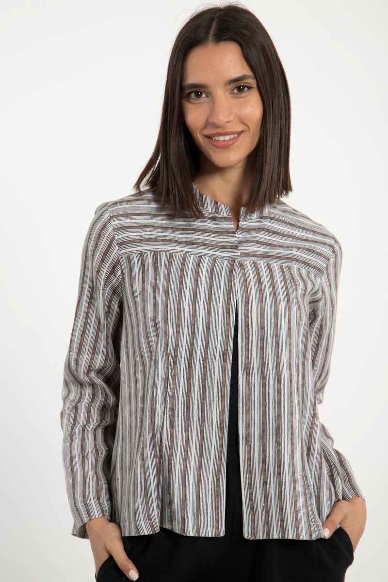 Rawaa Soft Linen Striped Jacket