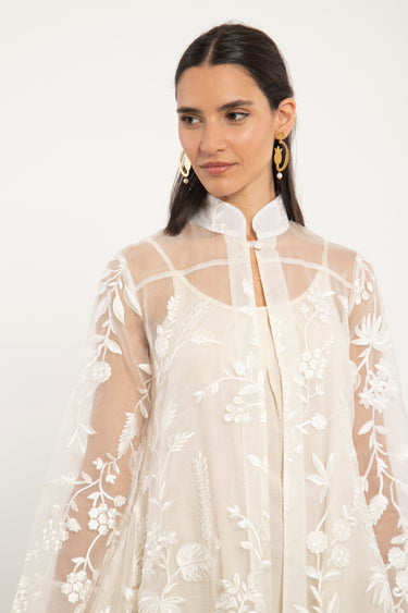 Maryya Georgette White Embroidered Dress