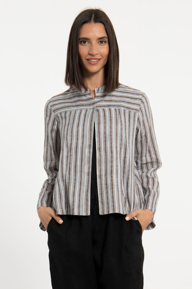 Rawaa Soft Linen Striped Jacket
