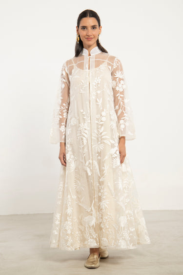 Maryya Georgette White Embroidered Dress