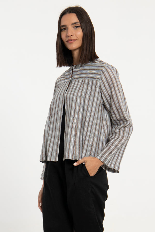 Rawaa Soft Linen Striped Jacket