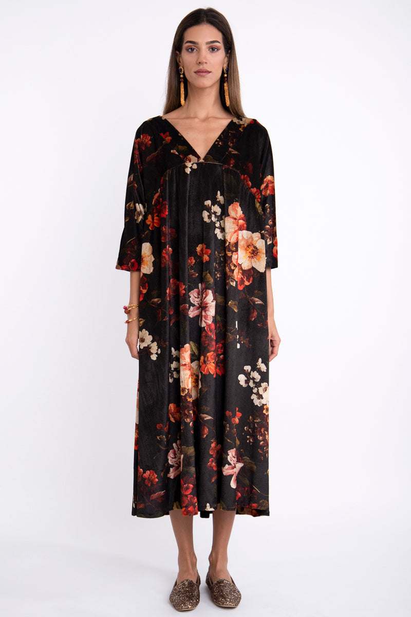 Rahif Velvet Floral Dress