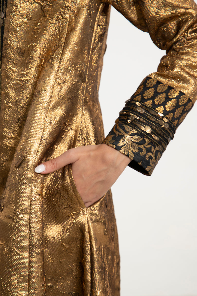 Nahar Jacquard Gold Dress