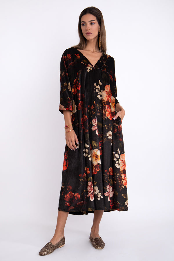 Rahif Velvet Floral Dress