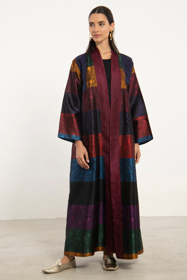 Rim Silk Brocade Multicolor Abaya