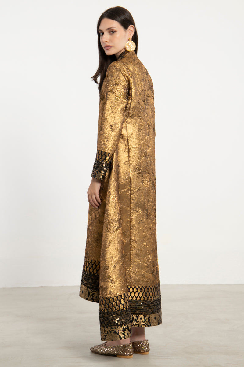 Nahar Jacquard Gold Dress