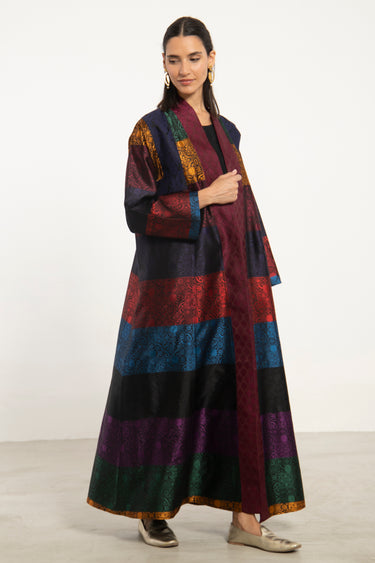 Rim Silk Brocade Multicolor Abaya