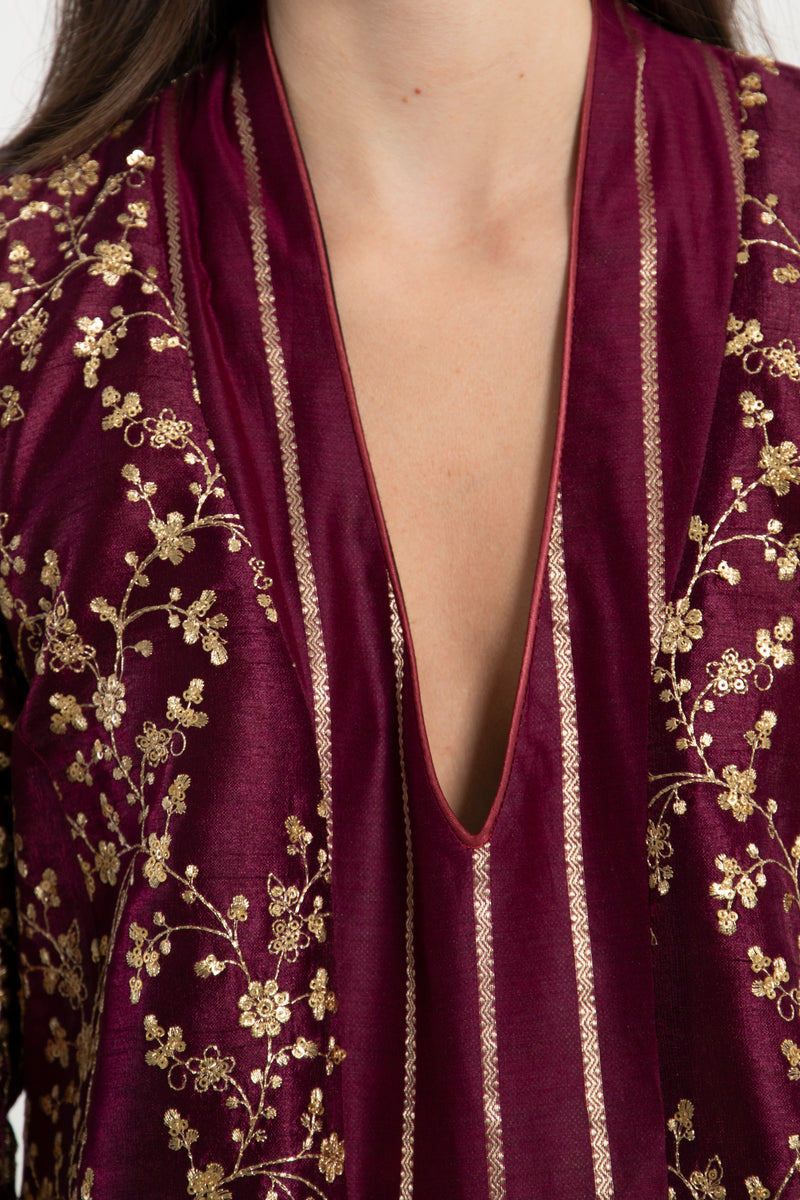 Nahar Silk Purple Gold Embroidered Dress