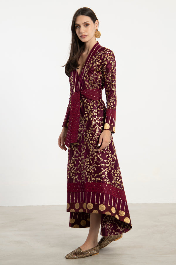 Nahar Silk Purple Gold Embroidered Dress